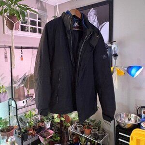 ZeroXposur XL Mens Black Winter Coat Insulated Hooded Full Zip Padded Jacket